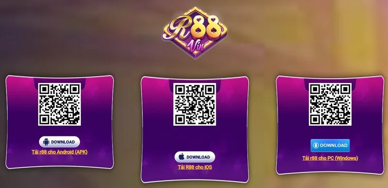 R88 hỗ trợ tải ứng dụng cho Android, iOS và PC thông qua mã QR