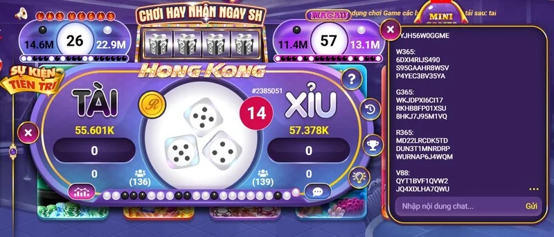 Giao diện game Tài Xỉu tại 88vin
