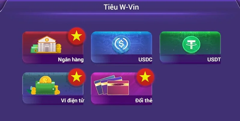 Giao diện tiêu W-Vin và rút thưởng
